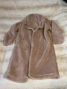 DISCONTINUED Alo Yoga Oversized Sherpa Trench Jacket in Dusty Pink XS